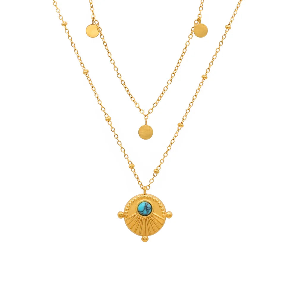 Chris April New Arrival 316L Stainless Steel Bohemian Multi Layer Satellite Chain Necklace for Women