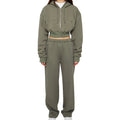 Custom Blank Casual Fleece Front Logo Drop Shoulder Women Sweatsuits Hoodie and Joggers Set