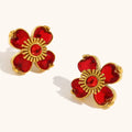 18K Gold Plated Stainless Steel Gem Zircon Inlaid Earrings Light Luxury Simple for Women Gift