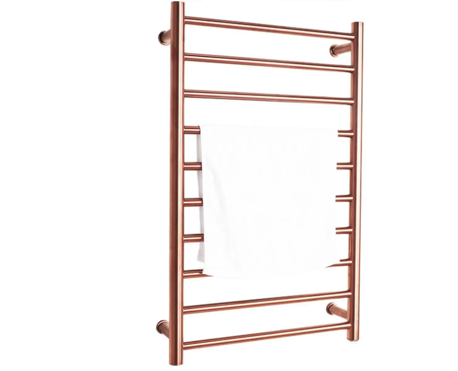 Rose Gold Bathroom 10 Heated Bars Hot Towel Rail Electric Wall-Mounted Ladder Towel Heater Radiator Towel Warmer Rack