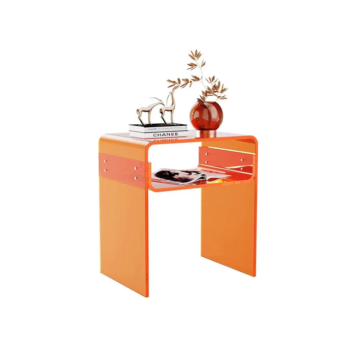 Modern Clear Acrylic 2-Tier Display Stand & Nightstand for Bedroom and Living Room Home Decor