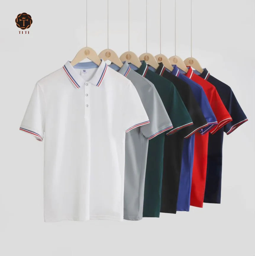 Custom Ice Silk Mens Sublimation Plain Sports Golf Polo T Shirts DryFit High Quality Black Knitted Polo T Shirts for Men