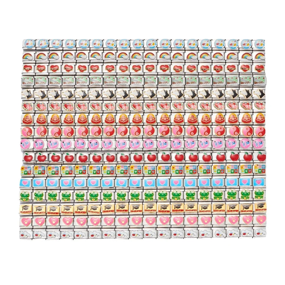 2024 DIY Personalized Shiny Classic Burger Coffee Beverage 304 Stainless Steel Italian Charm Bracelet Link 9mm * 10mm Module