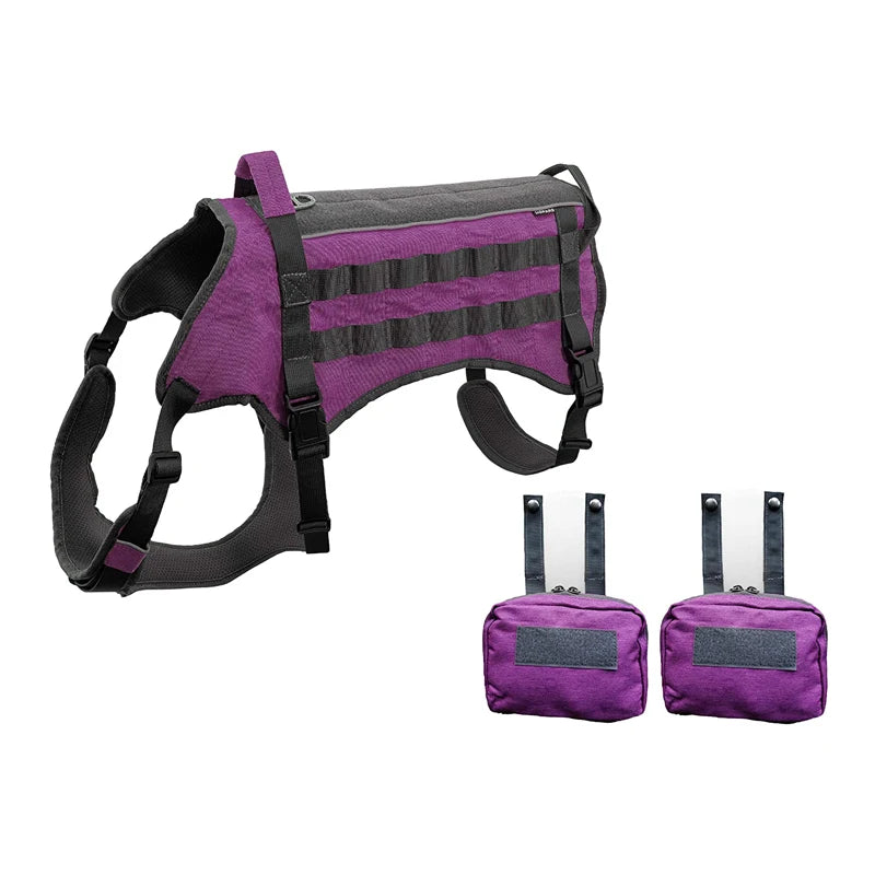 Reflective Tactical Dog Vest Harness No Pulling with Top Handle and Pouches Working Dog Harness for Small to Large Breeds