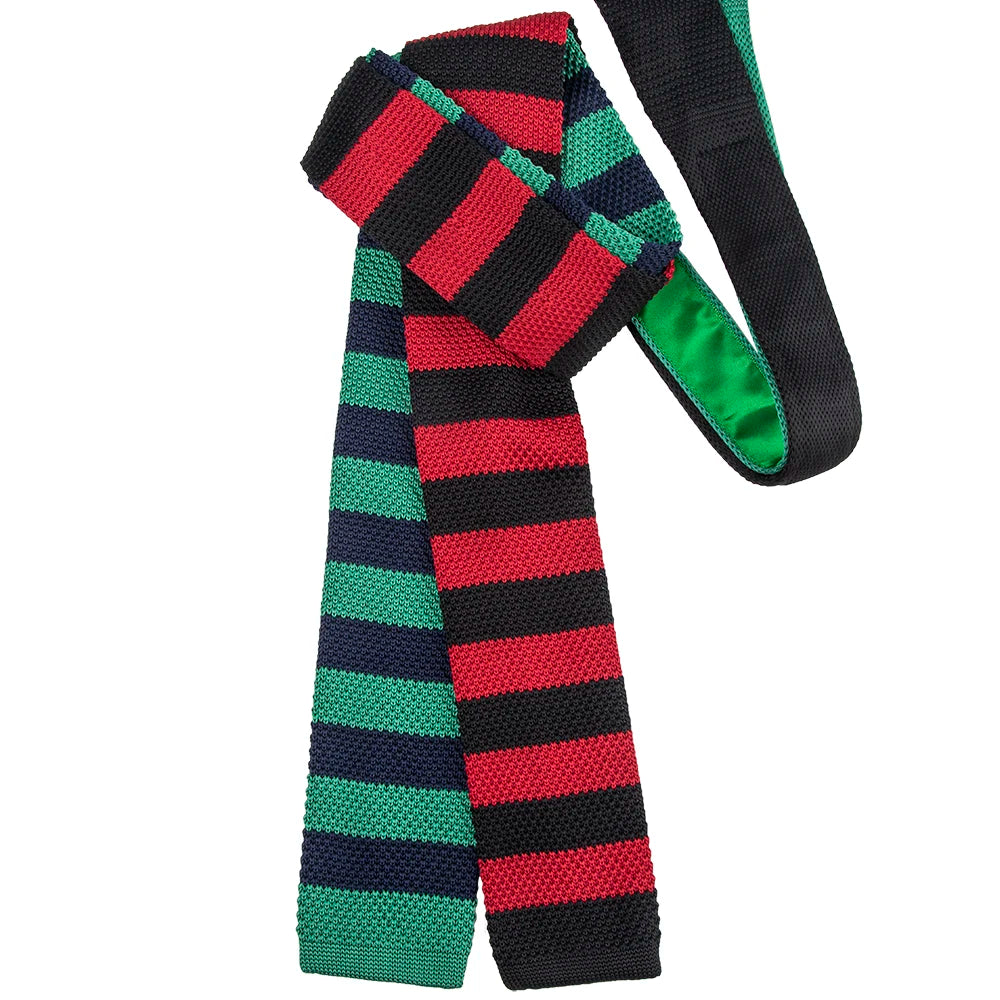 Men's Fashionable Two-Toned Stripe Polyester Knit Neckties