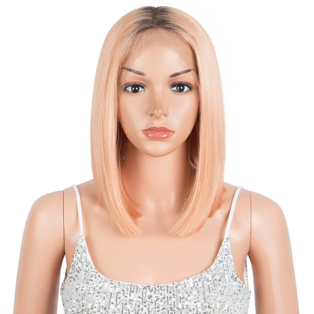 Silky Straight Synthetic Hair Extension Black Women Blonde Futura Cheap Fiber Transparent Front Synthetic Wigs for Brand 130%