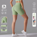 High-Waisted Seamless Gym Shorts Scrunch Bum Seam Yoga Running Pants Spandex/Nylon with Solid Pattern Elastic Waist Closure