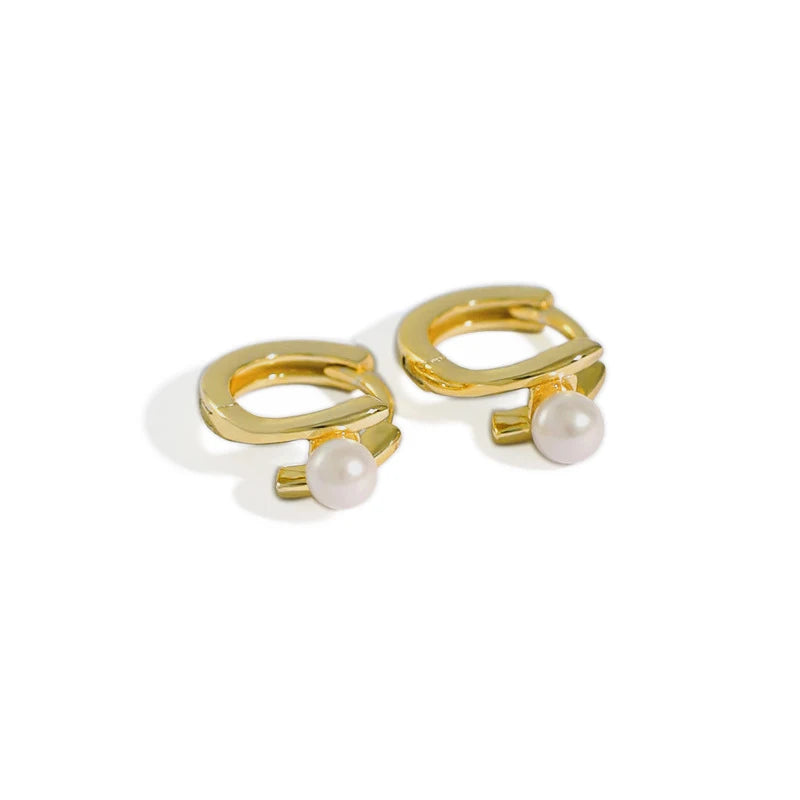 WMEA535 Single Pearl 925 Sterling Silver Women's Earrings New Popular Fashion Fine Hoop Earings Wholesale Sale