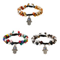 Natural Quartz Stone Healing Two Layers With Evil Eyes Pendant Charm Pure Handmade Adjustable Bracelet Jewelry for Women