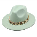 Unisex Embossed Wide Brim Wool Fedora Hat-Image Style Four Seasons Use