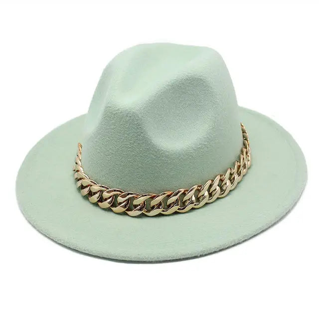 Unisex Embossed Wide Brim Wool Fedora Hat-Image Style Four Seasons Use