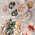 Paso Sico High Quality 5 Colors 3 Sizes Mixed Japanese Shell 3D Nail Art Decoration with Magic Shimmer Stone