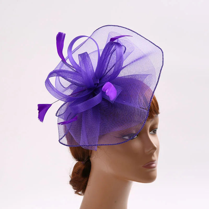 British Boho Country Boutique Autumn Bow Knot Civil Court Wedding Ceremony Fascinator and Birdcage for Christchurch