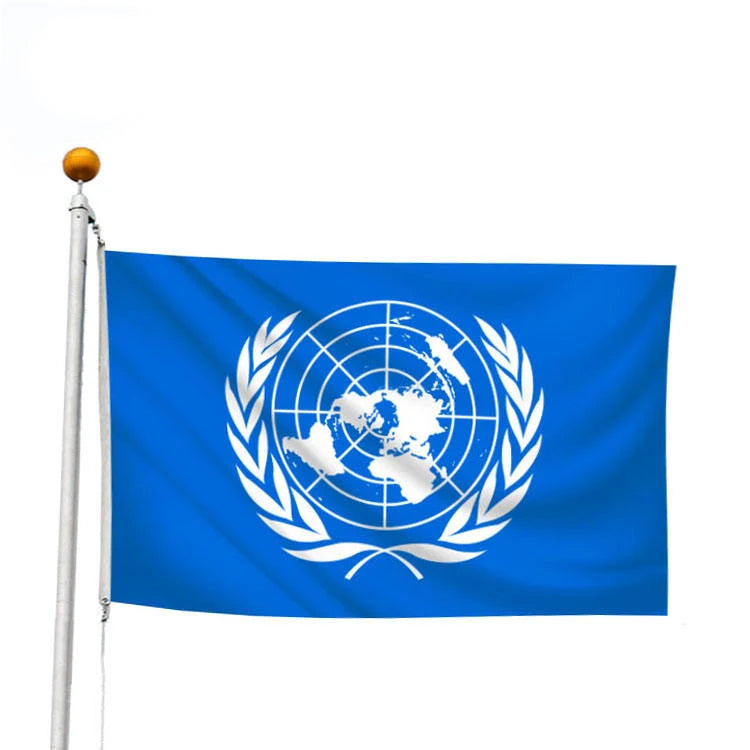 United Nations 3x5ft Flag 100% Polyester Double Sided Digital Printing Custom for UN Flag for Display Metal UN Flag