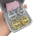 Lateefah OEM Personalize Custom Double Plated Nameplate Stainless Steel Thick Spiral Twist Hoop Earrings for Women