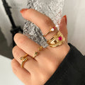 VKME Trend New Design Hot Selling Crystal Pearl Star Ring Set for Women Jewelry