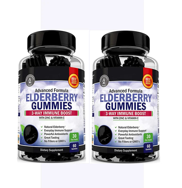 Amazon Hot Sale Black Elderberry Bear gummy sweet fruit Elderberry Gummies for Immune System 60 Counts MegaBDM