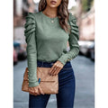 Puff Sleeve Tops for Women Fashion Crewneck Sweatshirts