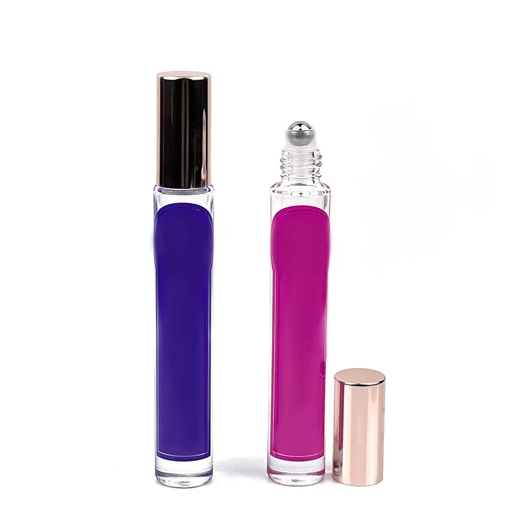 Private Label 10ml 15ml Clear Perfume Essential Oil Glass Roller Roll on Bottle with Stainless Steel Ball