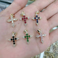 CZ8328 Tiny Mini Cz Micro Pave Diamond Cross Pendant Charmcubic Zirconia Cross Connector Christian Religion Pendant Findings