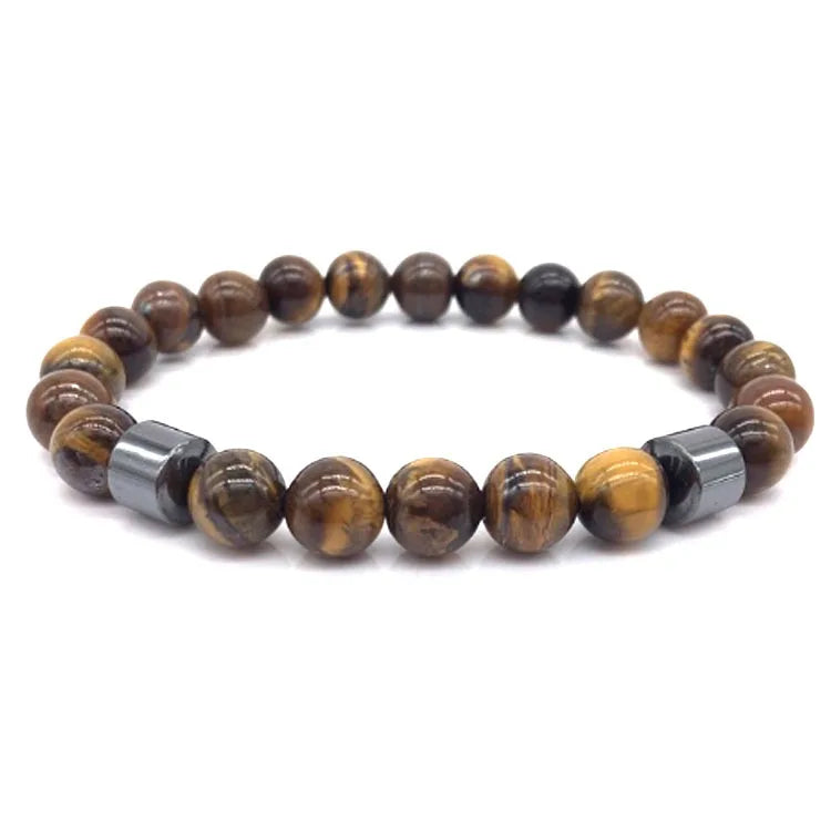 8MM Fashion Mens Beaded Bracelets Couples Matching Bracelet Tiger Eye Beads for Women Stone Jewelry