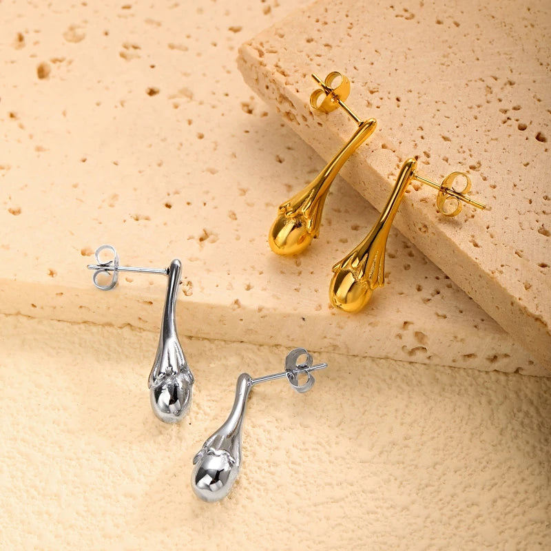 New Popular Stainless Steel Gothic Ear Stud Dangle Earrings for Women Punk Ear Drop Earring Jewelry Wholesale