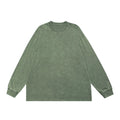 2024 Quality Washed Graphic Tee Custom DTG Print Long Sleeve Top Washed Green 270 Gsm t Shirt
