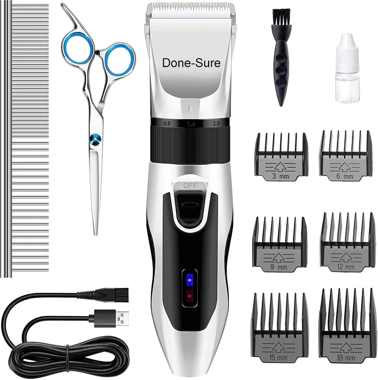 Professional USB Rechargeable Pet Hair Clipper Cordless Electric Dog Cat Grooming Cutter Low Noise Remover Plastic Construction