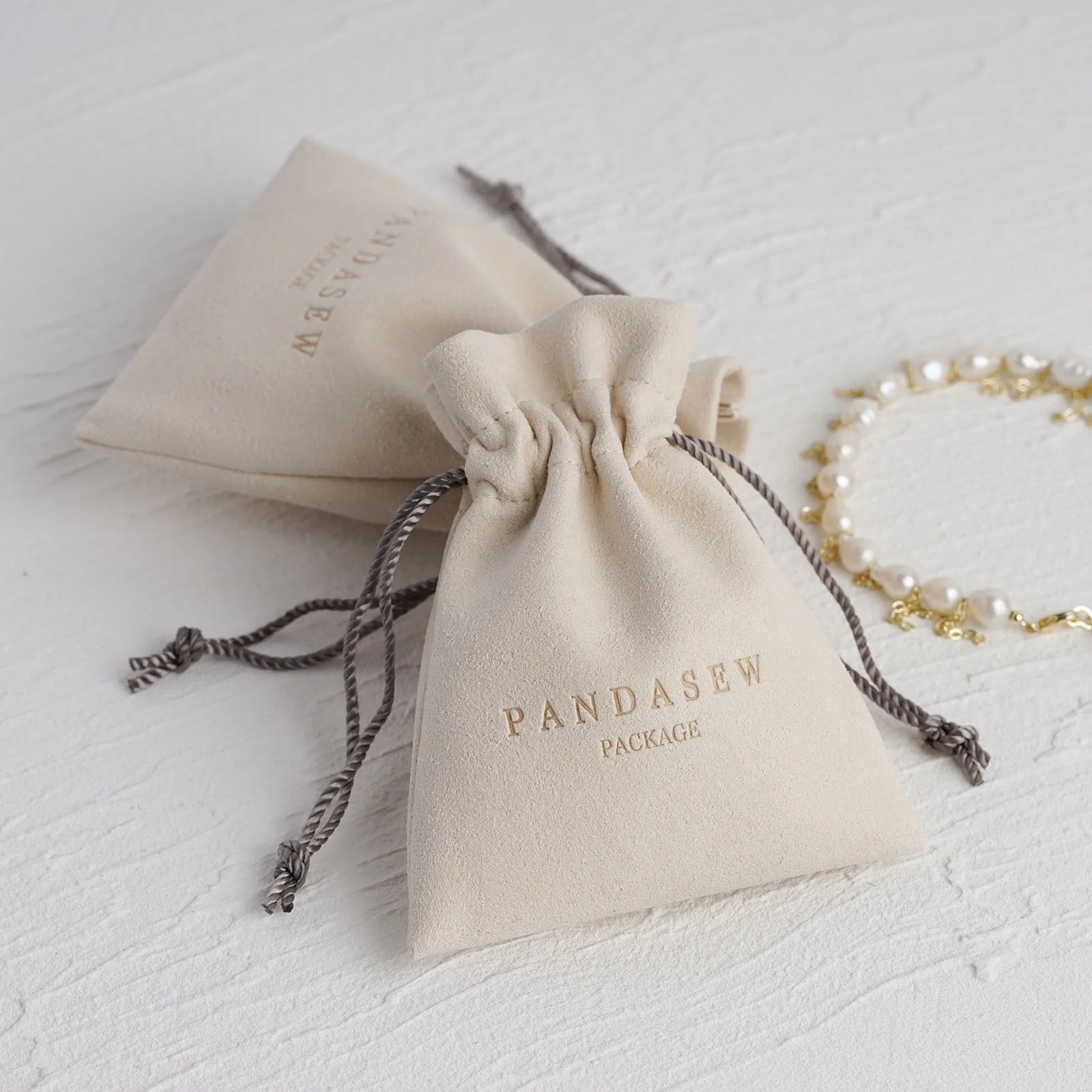 PandaSew Custom Logo Microfiber Jewelry Pouch Gift Packaging Drawstring Bag
