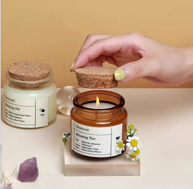 Private Label Candles Glass Jars 2oz 4oz 8oz Glass Containers for Candles Aromatherapy Candles Glass Bottle with Wooden Cover