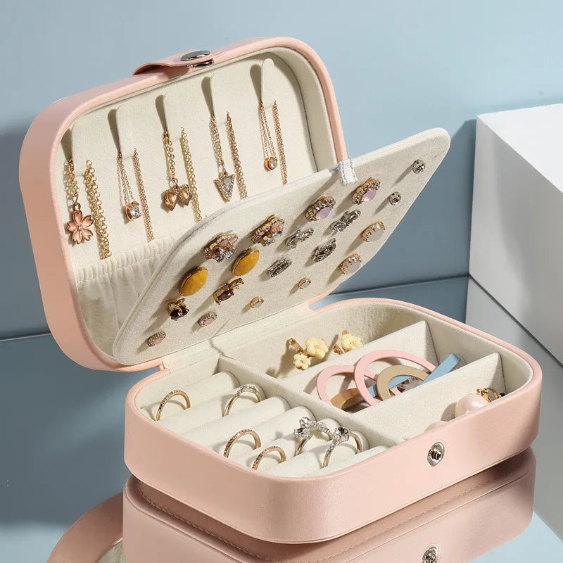 Luxury Pu Leather Multi Layer Necklace Storage Box  Travel Three Layer Jewelry Packaging Travel Case Box Organizer