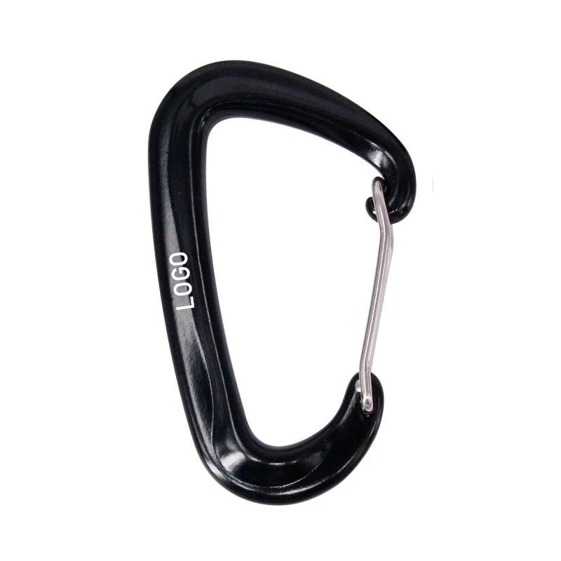 Custom Logo Heavy Duty 12KN Hammock Spring Hook Aluminum D Shaped Carabiner for Outdoor Events