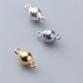 925 Sterling Silver Buckle Double Circle Connect Button Magnet Clasp for Jewelry Diy Bracelet Necklace Magnetic Clasp