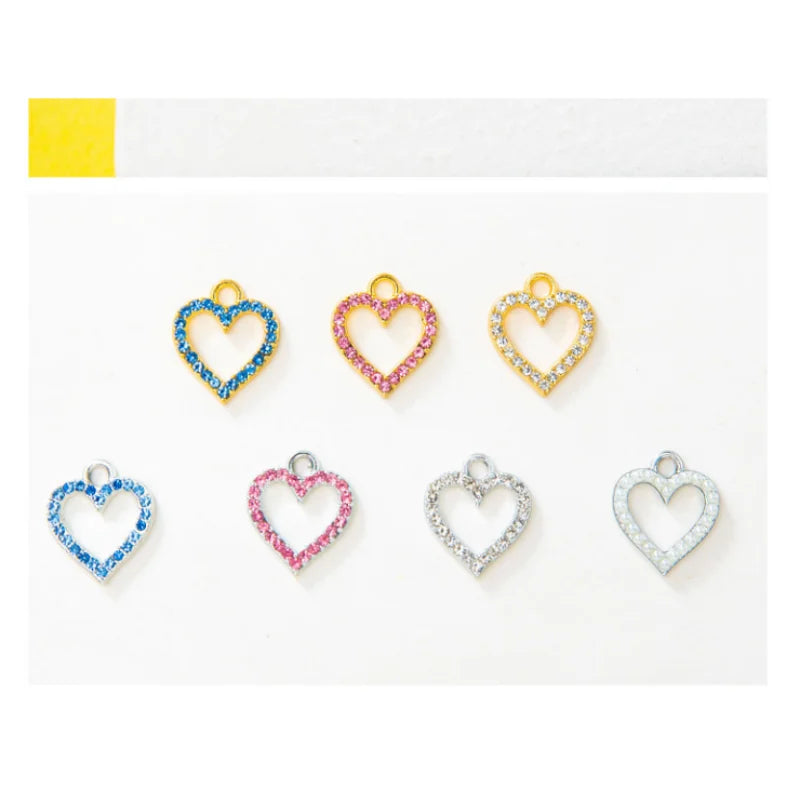 Rhinestone Heart Pendant 17x15mm Love Shape Alloy Rhinestone Charms Valentine Heart Charms for DIY Necklace Jewelry Making