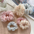 Summer Fashion Oversize Double Layer Mesh Hair Scrunchies Girls Floral Print Hair Ties Elastic Hair Band Accessories for Women