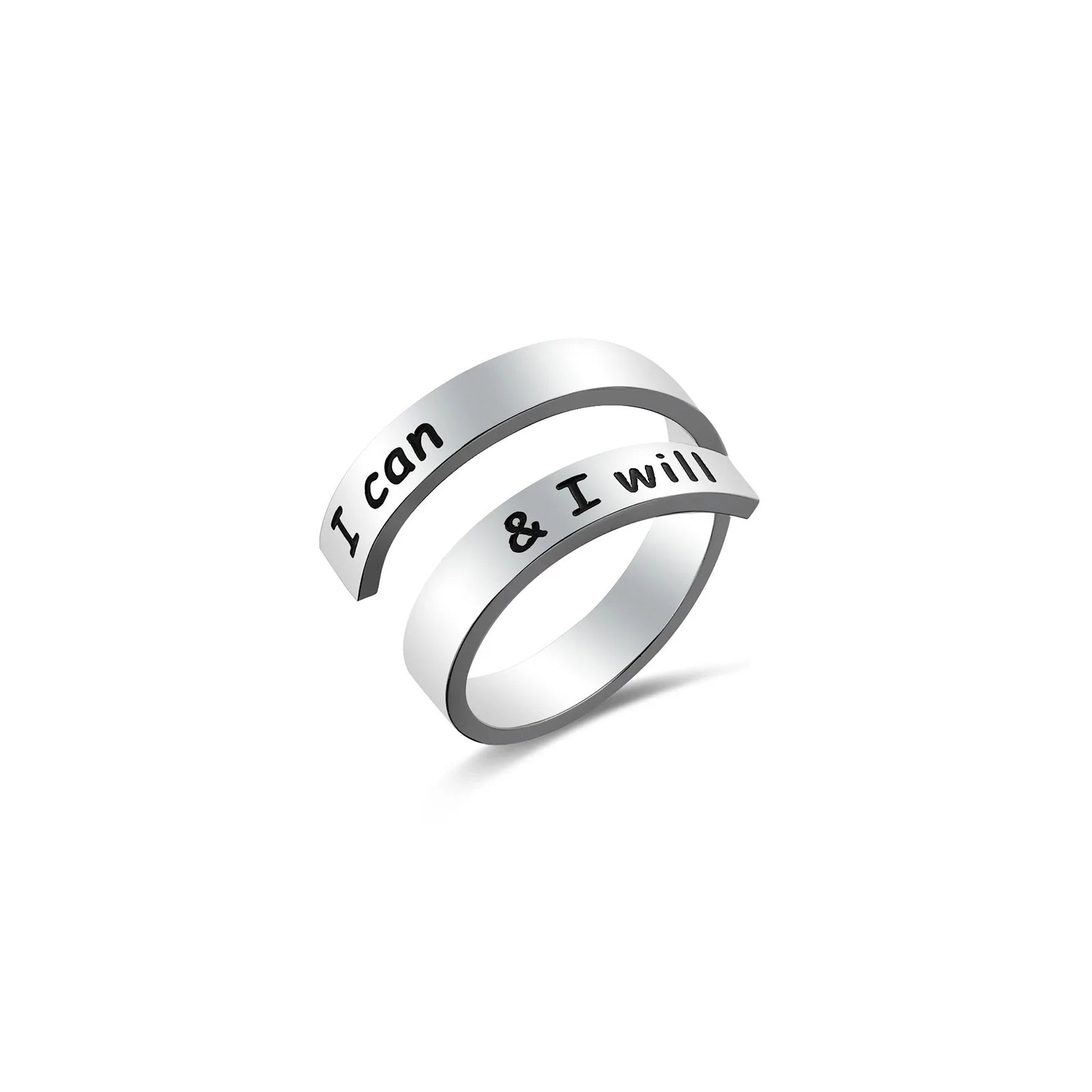 Loftily Jewelry Classic Stainless Steel 18K Gold Plated Open I Can & I Will Ring for Women