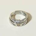 Wholesale Fashion Fine Jewelry Sterling Silver Couple Matched Rings CZ Diamond Ring Engagement Adjustable Rings for Women