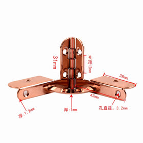 Hot Sale 90 Degree Small Metal Quadrant Hinge Rose Gold Jewelry Box Hinge with Metal for Furniture and Bag Parts & Accessories