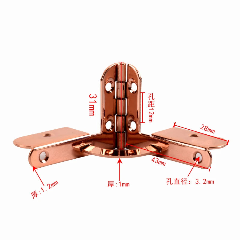 Hot Sale 90 Degree Small Metal Quadrant Hinge Rose Gold Jewelry Box Hinge with Metal for Furniture and Bag Parts & Accessories