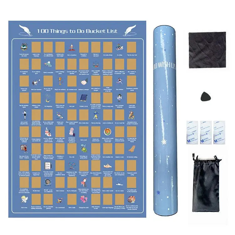 Custom Single Sided Matte Lamination Coated Paper 100 Things to Do Family Bucket List Scratch Off Poster