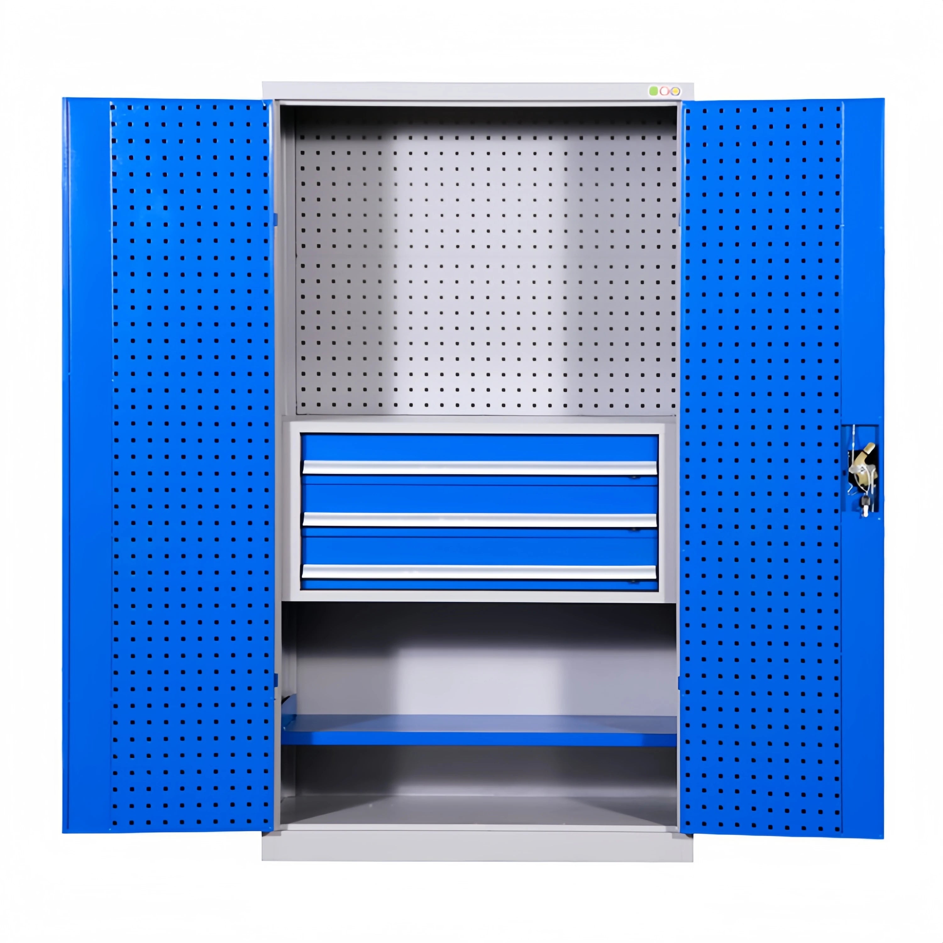 3 Drawers and 1 Shelf Tool Box Cabinet Metal Heavy Duty Cabinet Workshop Tool Cabinet with Hanging Net