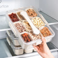 OWNSWING 9 Compartment Food Container Divided Serving Tray With Lid and Handle Plastic Fruit and Veggie Tray for Fridge