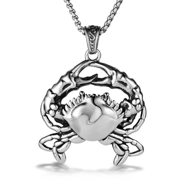 Ocean Style Pendant Necklace Men Stainless Steel Crab Shaped Necklace Pendant Individual