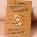 3 Pieces Set Stainless Steel Gold Chain Adjustable Heart Charms Bracelet for Best Friends Sisters Friendship Card Bracelet