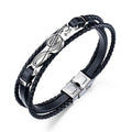 Stainless Steel Musical Notes Women Men Leather Bracelets Punk Rope Chain Music Fans Unique Bangles Bracelet for Male PH1350