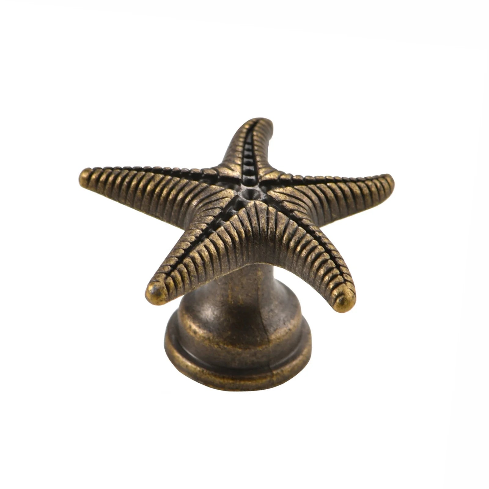 Nordic Style Antique Bronze Alloy Starfish Creative Handle Single Hole Dresser Cabinet Drawer Handles for Bedroom Kitchen
