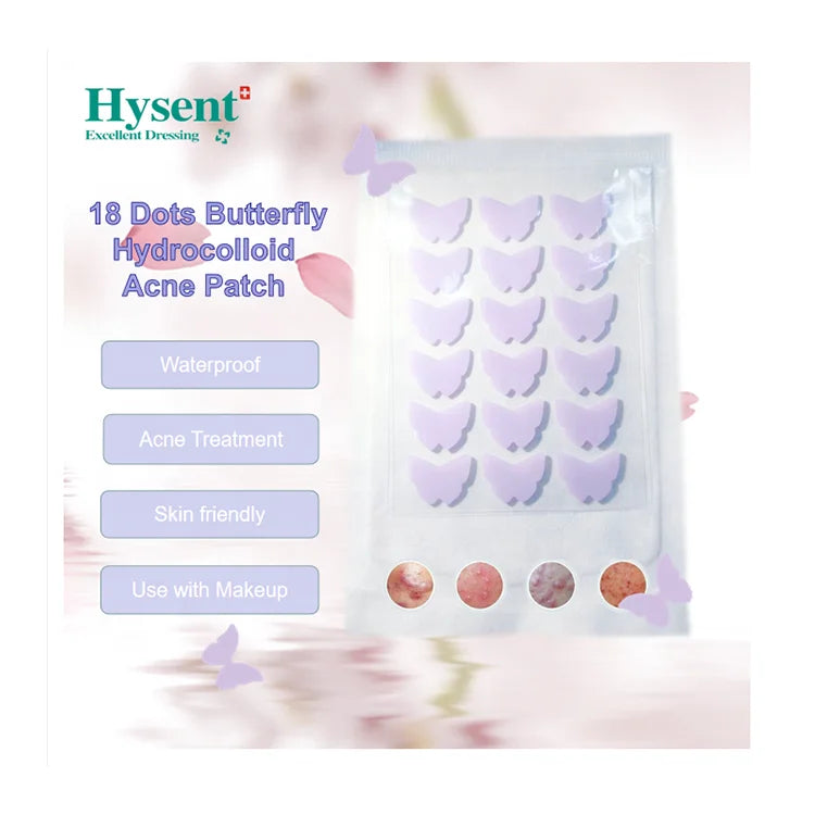 Hysent 12-Dot Hydrocolloid Acne Patches Lovely Butterfly Custom Modeling Color for Acne Treatment