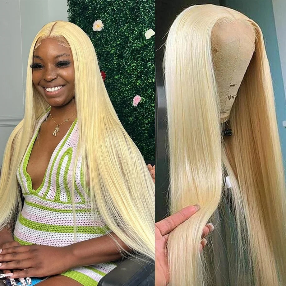 34 Inch 613 Human Hair Wig Blonde Glueless Lace Front Wigs Human Hair Pre Plucked 13x4 HD Lace Frontal Brazilian Hair Wigs