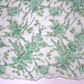 2021 Mint Green Handmade Embroidered Beaded Tulle Lace Border 3d Flower Lace Fabric With Sequins Pearls Laces HY0887