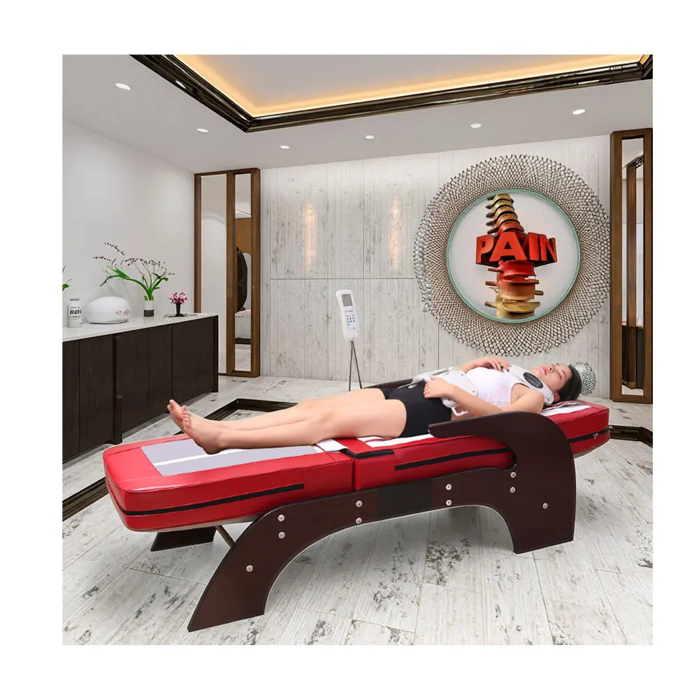 POP Relax Health Portable Massage Table Jade Stone Rolling Spine Relax Therapeutic Chiropractic Infrared Heating Massage Bed